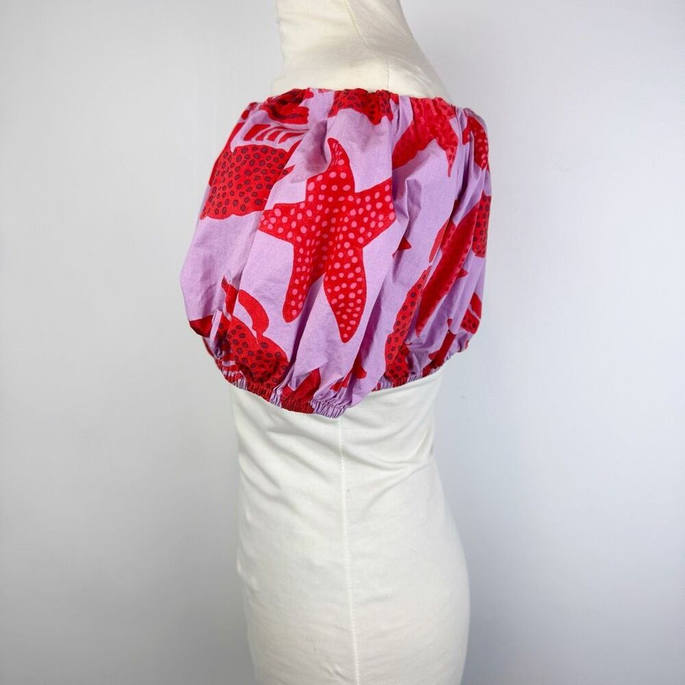 FARM Rio Lobster Sky Off Shoulder Crop Top Medium Anthropologie - Picture 6 of 12